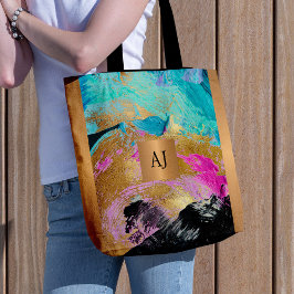 Moderne Pinselstriche mit Monogramm Tasche