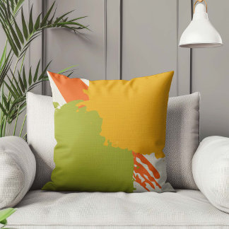 Moderne Pinselstriche - orange, grün und gelb Kissen