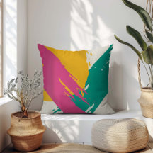 Moderne Pinselstriche - rosa, Aquamarin und gelb a