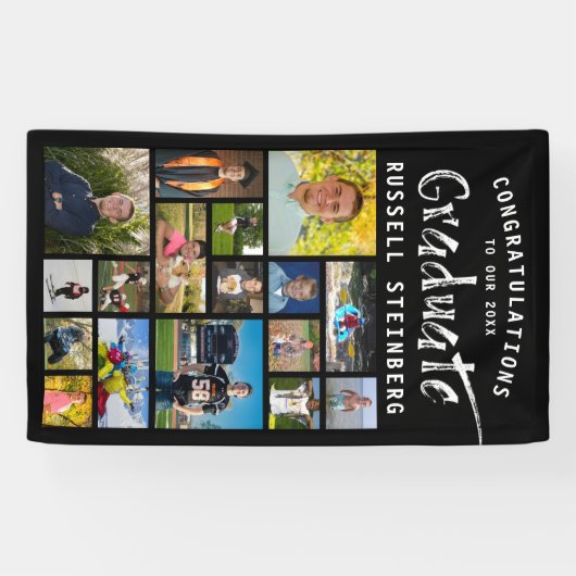 Moderne Pinselstriche Stroke Graduate Foto Collage Banner (Horizontal)