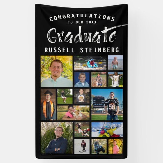 Moderne Pinselstriche Stroke Graduate Foto Collage Banner (Vertikal)