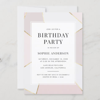 Moderne Pinselstriche und goldene Foil geometrisch Einladung