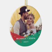 Moderne Pinselstriche | Weihnachts-Zwei-Foto Keramik Ornament (Rechts)