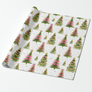 Moderne Pinselstriche Weihnachtsbäume Geschenkpapier