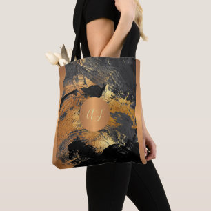 Moderne Pinselstriche zeichnen Graugold mit Monogr Tasche