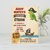 Moderne Pirate Birthday Einladung (Stehend Vorderseite)