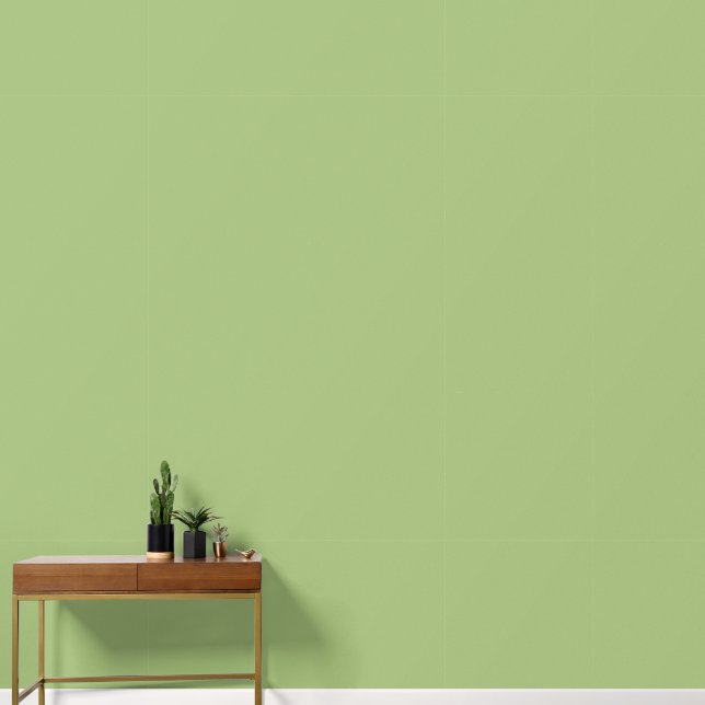 Moderne Pistachio Green Schlicht Solid Color Tapete (Korridor)