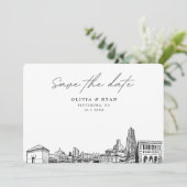 Moderne Pittsburgh-Hochzeit rettet das Datum Einladung (Stehend Vorderseite)