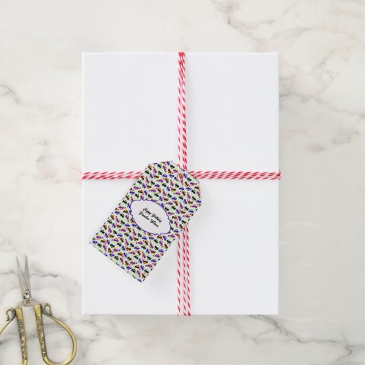 Moderne Pixel-Auto-Geburtstagsmuster nahtlos Geschenkanhänger (Mit Garn)