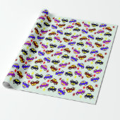 Moderne Pixel-Auto-Geburtstagsmuster nahtlos Geschenkpapier (Ungerollt)