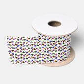 Moderne Pixel-Auto-Geburtstagsmuster nahtlos Satinband (Spule)