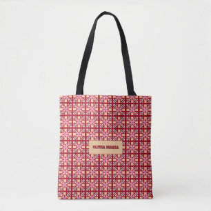 Moderne Pixelgeometrie Abstractes Kreuzkunstmuster Tasche