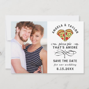 Moderne Pizza Amore Black Typografy Foto Hochzeit Save The Date