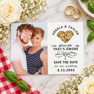 Moderne Pizza Amore-Schriftart Foto-Hochzeit Save The Date