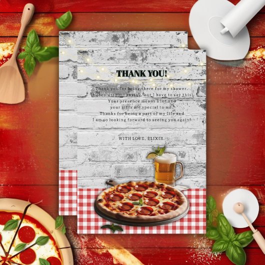 Moderne Pizza + Beer Bricks Baby Dusche Dankeskarte