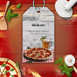 Moderne Pizza + Beer Bricks Baby Dusche Geschenkanhänger