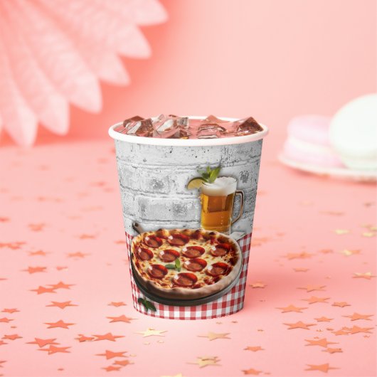 Moderne Pizza + Beer Bricks Baby Dusche Pappbecher (Insitu)