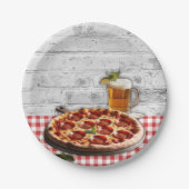 Moderne Pizza + Beer Bricks Baby Dusche Pappteller (Vorderseite)