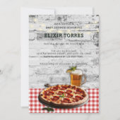 Moderne Pizza + Beer Bricks Kinderdusche Einladung (Vorderseite)
