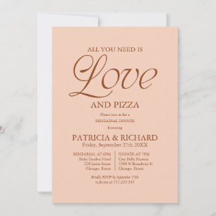 Moderne Pizza-Hochzeitsprobe Soft Peach Einladung