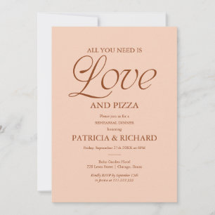 Moderne Pizza-Hochzeitsprobe Soft Peach Einladung