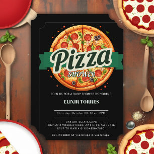 Moderne Pizza-Party-Baby-Shower Einladung