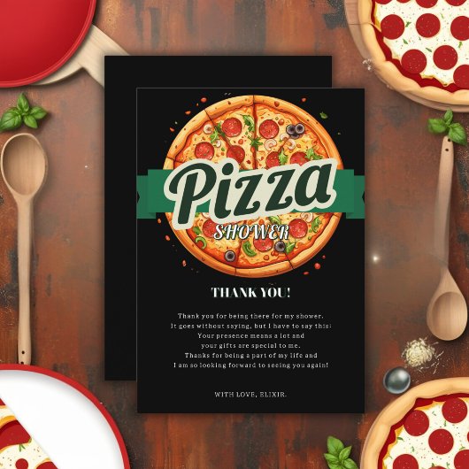 Moderne Pizza Party Babydusche Dankeskarte