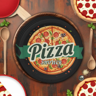 Moderne Pizza Party Babydusche Pappteller