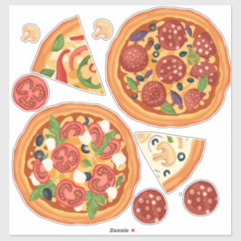 Moderne Pizza Pepperoni Food Fun Aufkleber