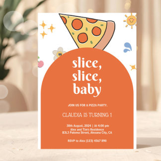 Moderne Pizza zum Geburtstag Einladung