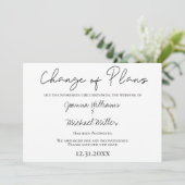 Moderne Planänderung Neue Save the Date Hochzeit Einladung (Stehend Vorderseite)