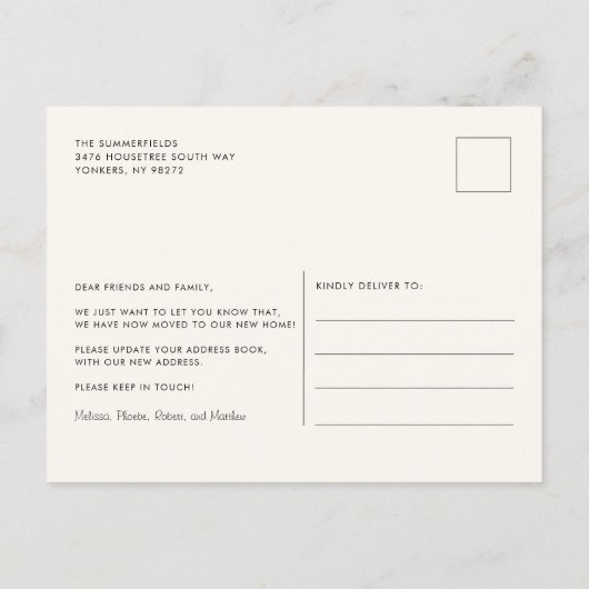 Moderne Planeten neue Wurzeln Neue Adresse Ankündigungspostkarte (Rückseite)