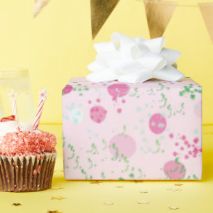 Moderne Planeten, Rose Rosa und Grün Geschenkpapier