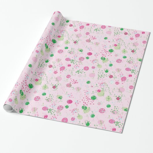 Moderne Planeten, Rose Rosa und Grün Geschenkpapier (Ungerollt)