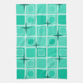Moderne Plätze Mitte Jahrhundert Aquamarin Geschirrtuch (Vertikal)