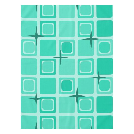 Moderne Plätze Mitte Jahrhundert Aquamarin Tischdecke (Vorderseite)