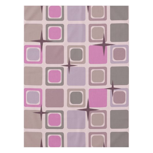 Moderne Plätze Mitte Jahrhunderts Sterne Pink Lila Tischdecke (Vorderseite)