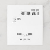 Moderne Platzkarte für das Schwarze Text-Hochzeitm (Außenseite Aufgefaltet)