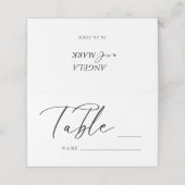 Moderne Platzkarte für Hochzeiten und Tischnummer (Außenseite Aufgefaltet)