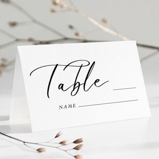 Moderne Platzkarte für Hochzeiten und Tischnummer