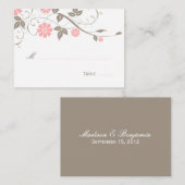 Moderne Platzkarte mit Blumenmotiven - Weichrosa (Vorne/Hinten)