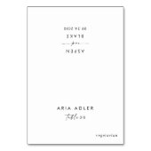 Moderne Platzkarten für das SkriptWedding-Menü Tischnummer (Vorderseite)