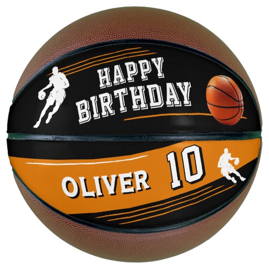 Moderne Player Silhouette Streifen glücklich Gebur Basketball (Vorderseite)