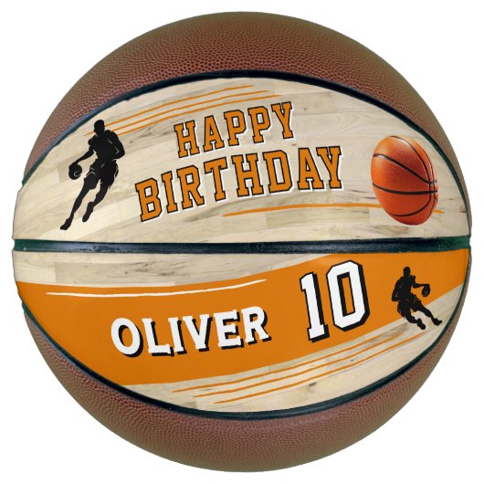 Moderne Player Silhouette Streifen glücklich Gebur Basketball (Vorderseite)