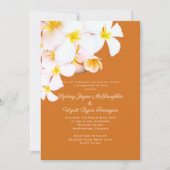 Moderne Plumeria Hawaiian Blume Orange Wedding Einladung (Vorderseite)