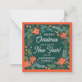 Moderne Poinsettia floral Foliage Frohe Weihnachte Mitteilungskarte (Vorderseite)