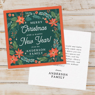Moderne Poinsettia floral Foliage Frohe Weihnachte Mitteilungskarte