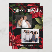 Moderne Poinsettia Frohe Weihnachten Foto (Vorne/Hinten)