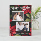 Moderne Poinsettia Frohe Weihnachten Foto (Stehend Vorderseite)