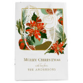 Moderne Poinsettia & Grünanlagen | Weihnachten Mittlere Geschenktüte (Vorderseite)